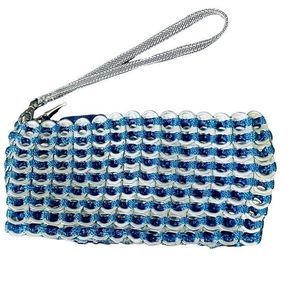 NEW Escama Studio Blue Handcrafted Fabric & Can Pop-Top Wristlet —  Super Cute!‎